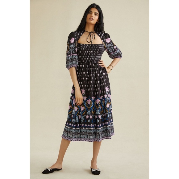 Anthropologie Dasha Smocked Midi Dress - Picture 2 of 7